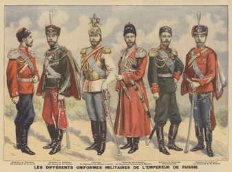 Verschiedene Militäruniformen des russischen Zaren